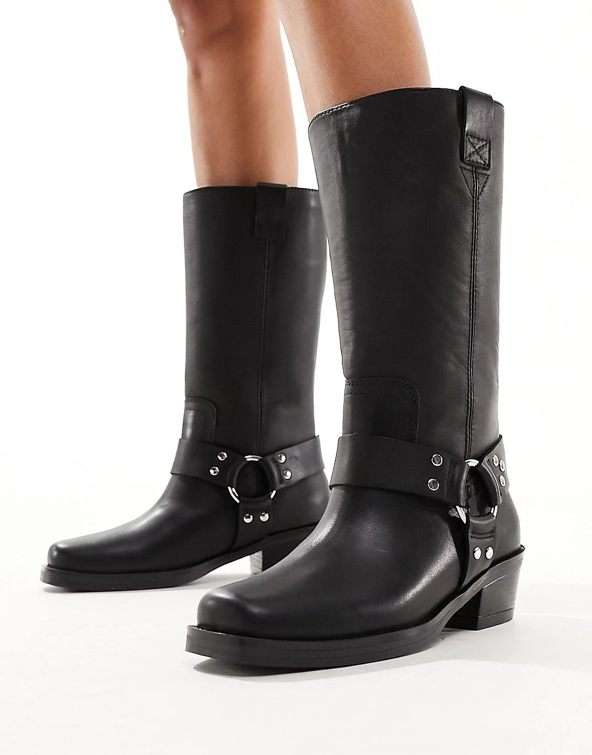 Bronx Trig-ger western boots with hardware in black | ASOS | ASOS (Global)