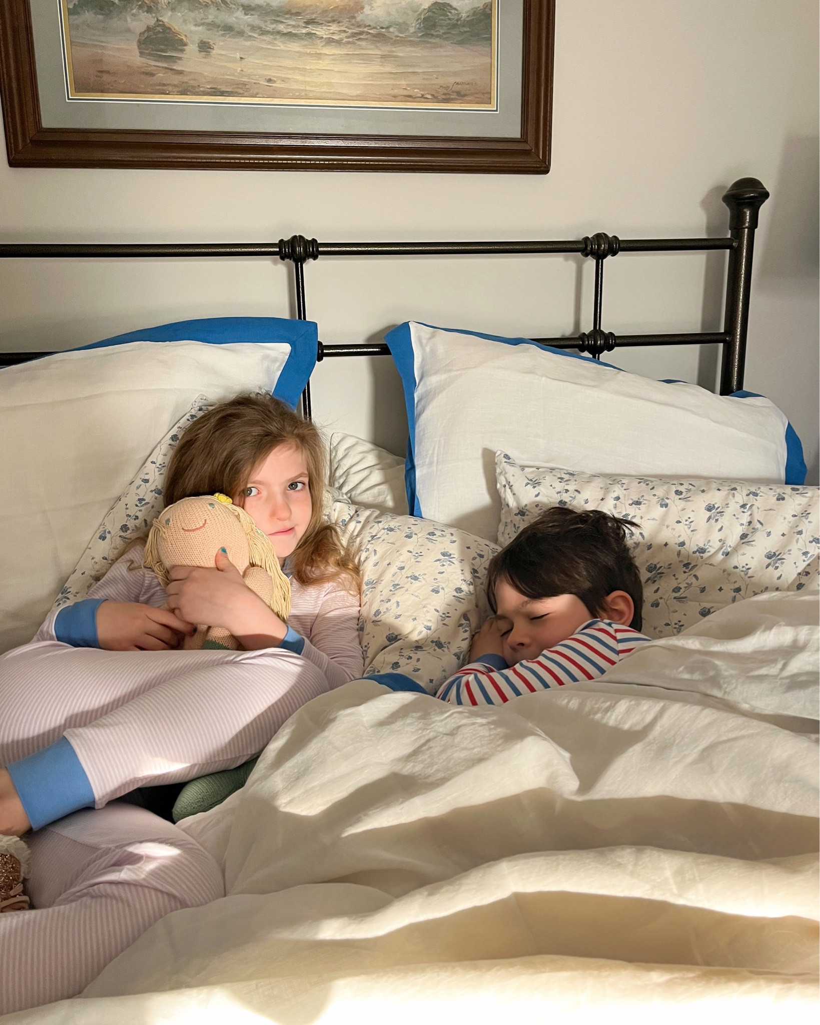 Rainy day pajama mornings are some of our favorites 💕 Also, we recently got this new bedding & everyone it’s made our bed feel like a hotel bed! It’s gorgeous & feels luxurious! 

#LTKhome #LTKfamily