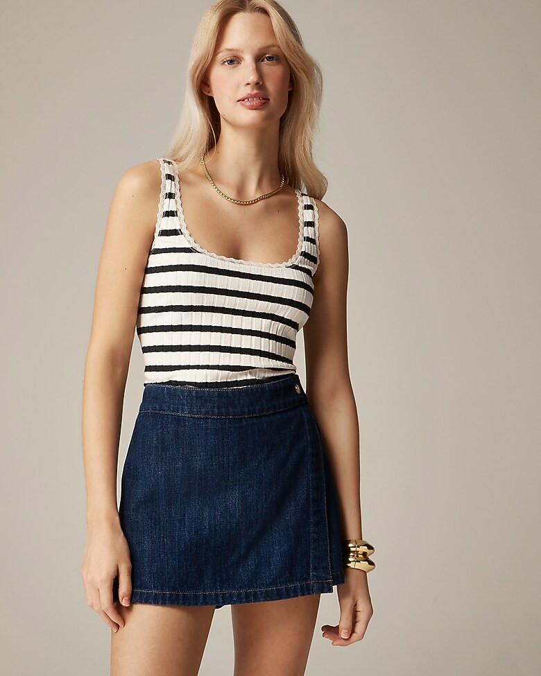 Pointelle tank top in stripe | J. Crew US
