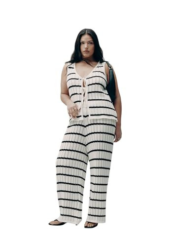 ELOQUII Women's Plus Size Sweater Pull On Pant - 22/24, Horizontal Stripe Arctic Wolf | Amazon (US)