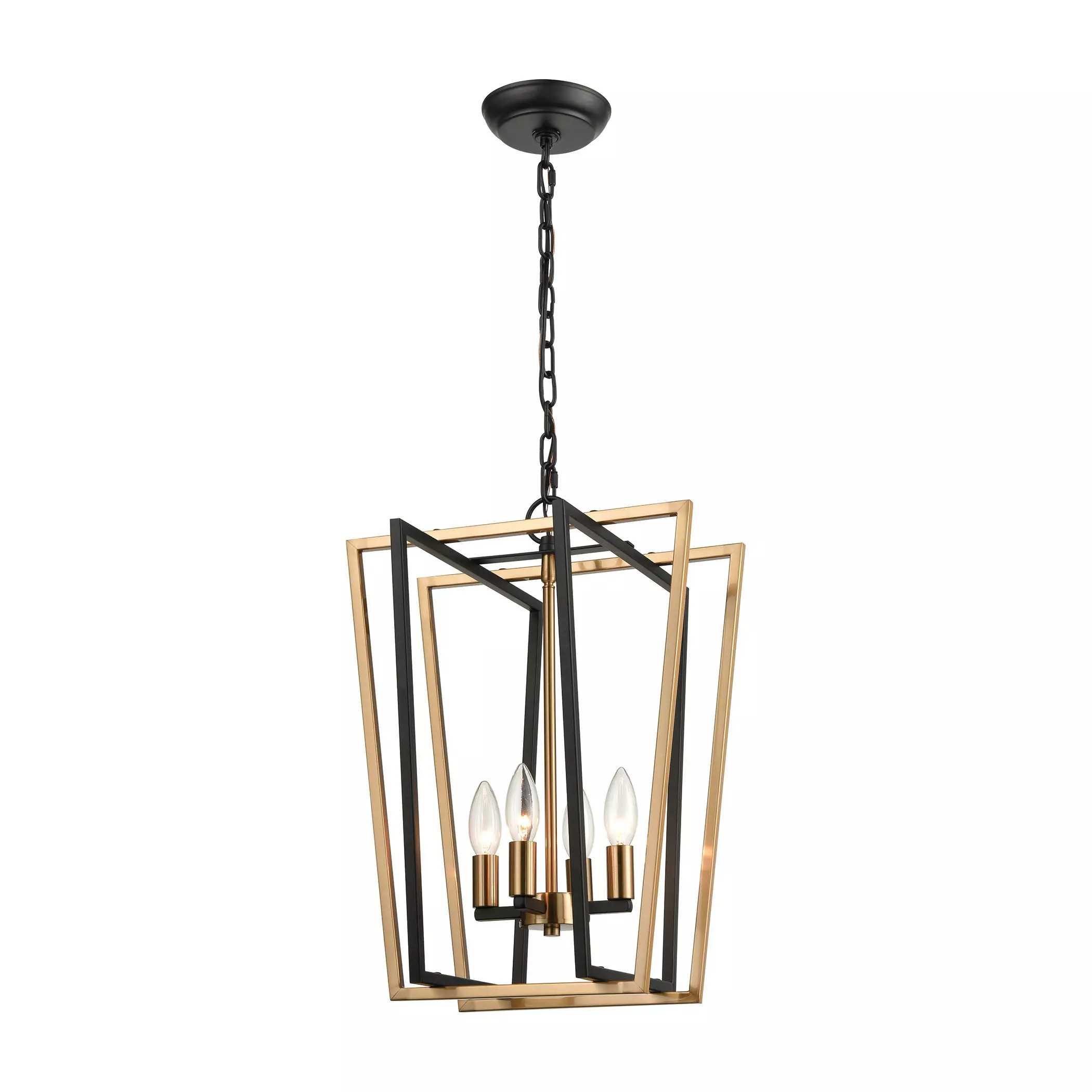 Bridgette 4 Light Tall Pendant In Matte Black And Satin Brass | Scout & Nimble