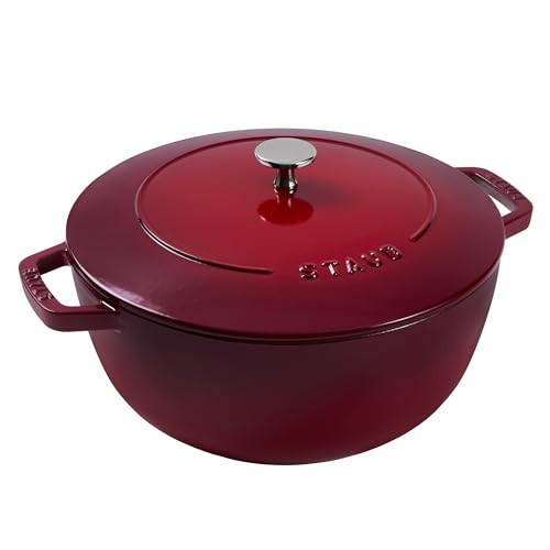 Staub Cast Iron Essential French Oven, Dutch Oven, 5-quart, serves 5-6, Made in France - Cherry | Amazon (US)