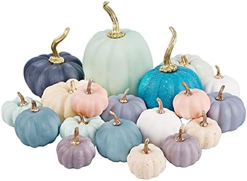 winemana Artificial Pumpkin 19 Pcs Fake Foam Pumpkins 8 Sizes 12 Colors Thanksgiving Decorations ... | Amazon (US)