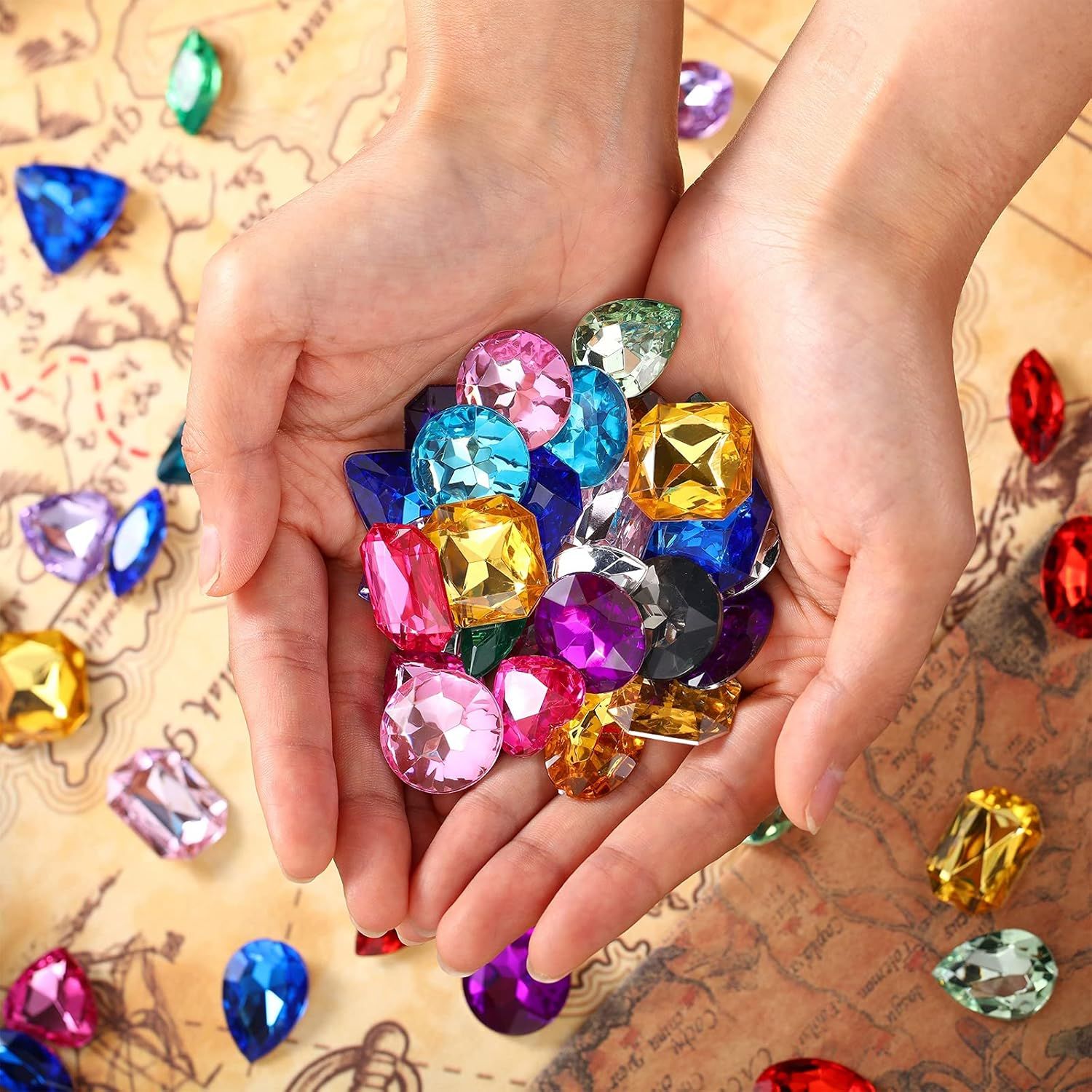 100 Pieces Toy Gems Pirate Treasure Jewels Fake Acrylic Gems Multicolor Bling Diamonds Plastic Ge... | Amazon (US)