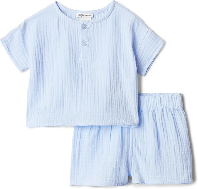 Amazon Essentials x Sofia Grainge Unisex Toddlers' and Babies Cotton Gauze Shirt & Shorts Play Se... | Amazon (US)