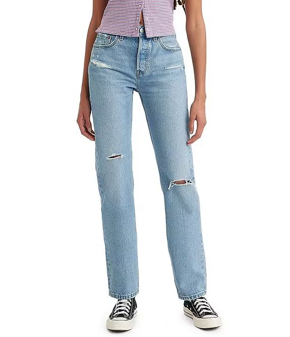 Levi's® 501 High Rise Distressed Straight Jeans | Dillard's | Dillard's