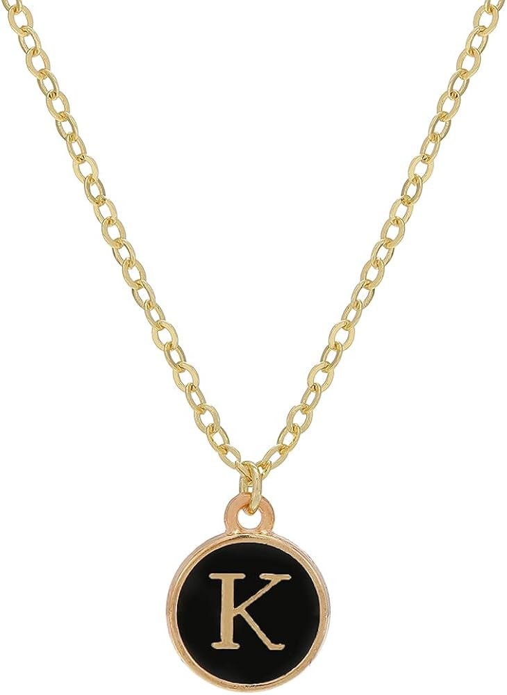 Dainty Initial Letter Necklaces Choker for Women, with Simple Cute Black Alphabet Pendant 14K Gol... | Amazon (US)