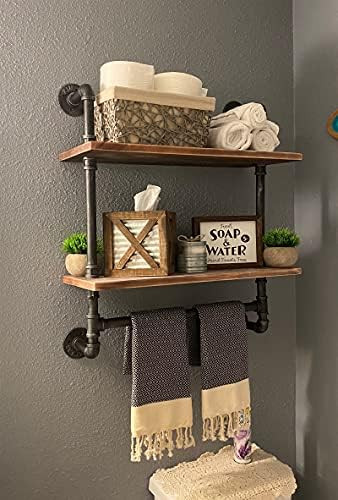 SSS Furniture Industrial Pipe Shelving Bathroom Floating Shelves Wall Mounted, 2 Tier 24 inch Rustic | Amazon (US)
