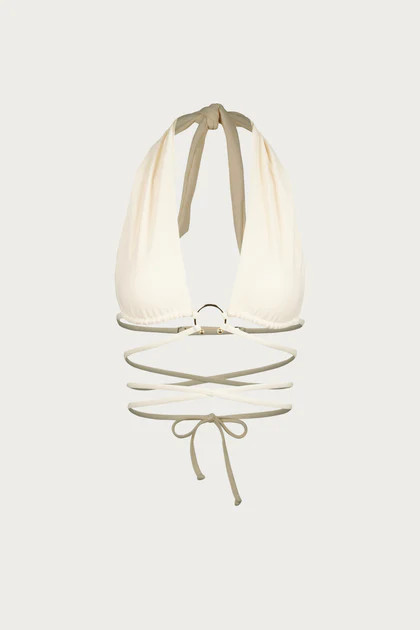 Pierced Wrap Top (Faux Suede Cream) | SAME