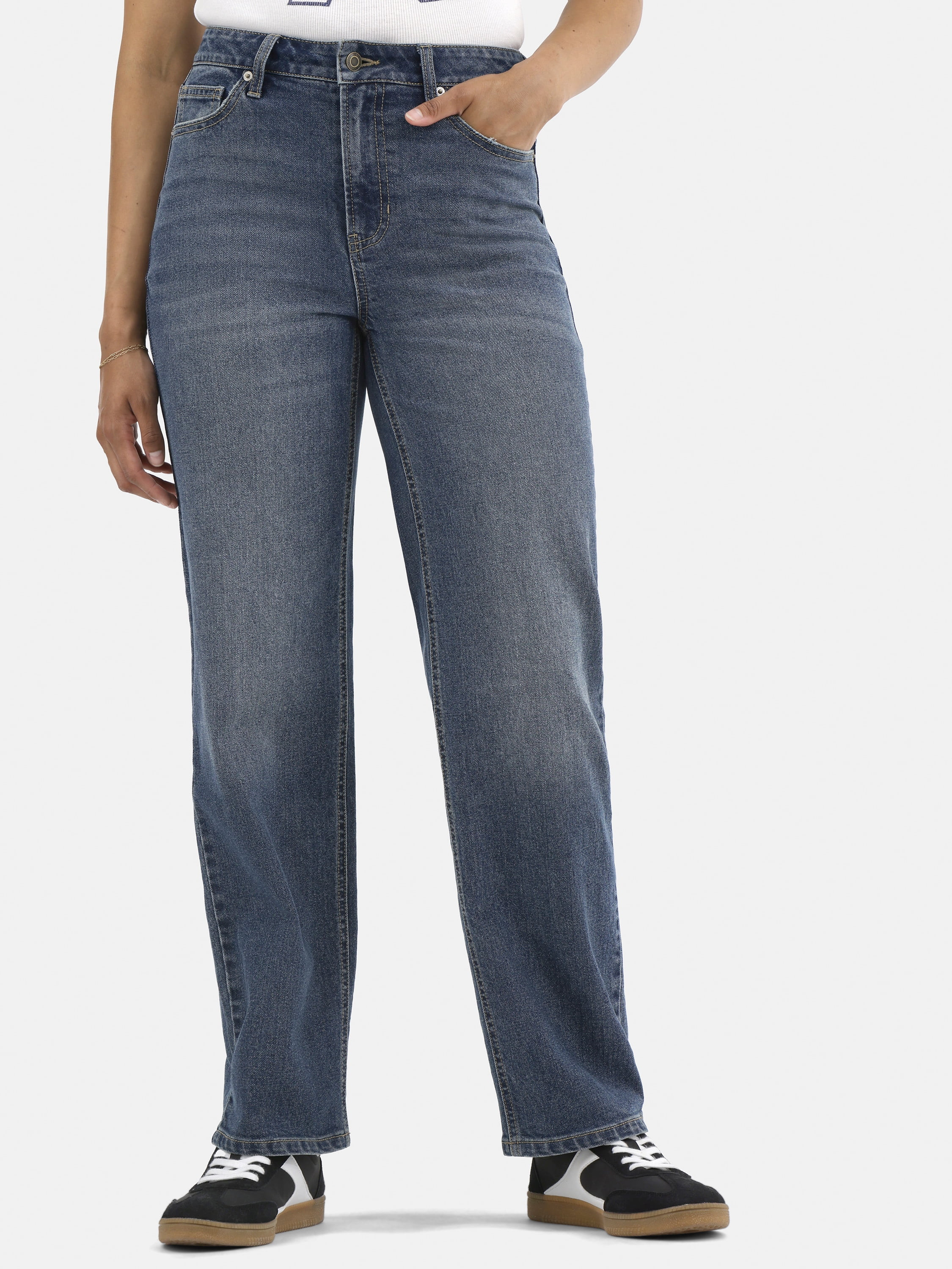 No Boundaries High Rise Straight Leg Jeans, 30" Inseam, Women’s | Walmart (US)
