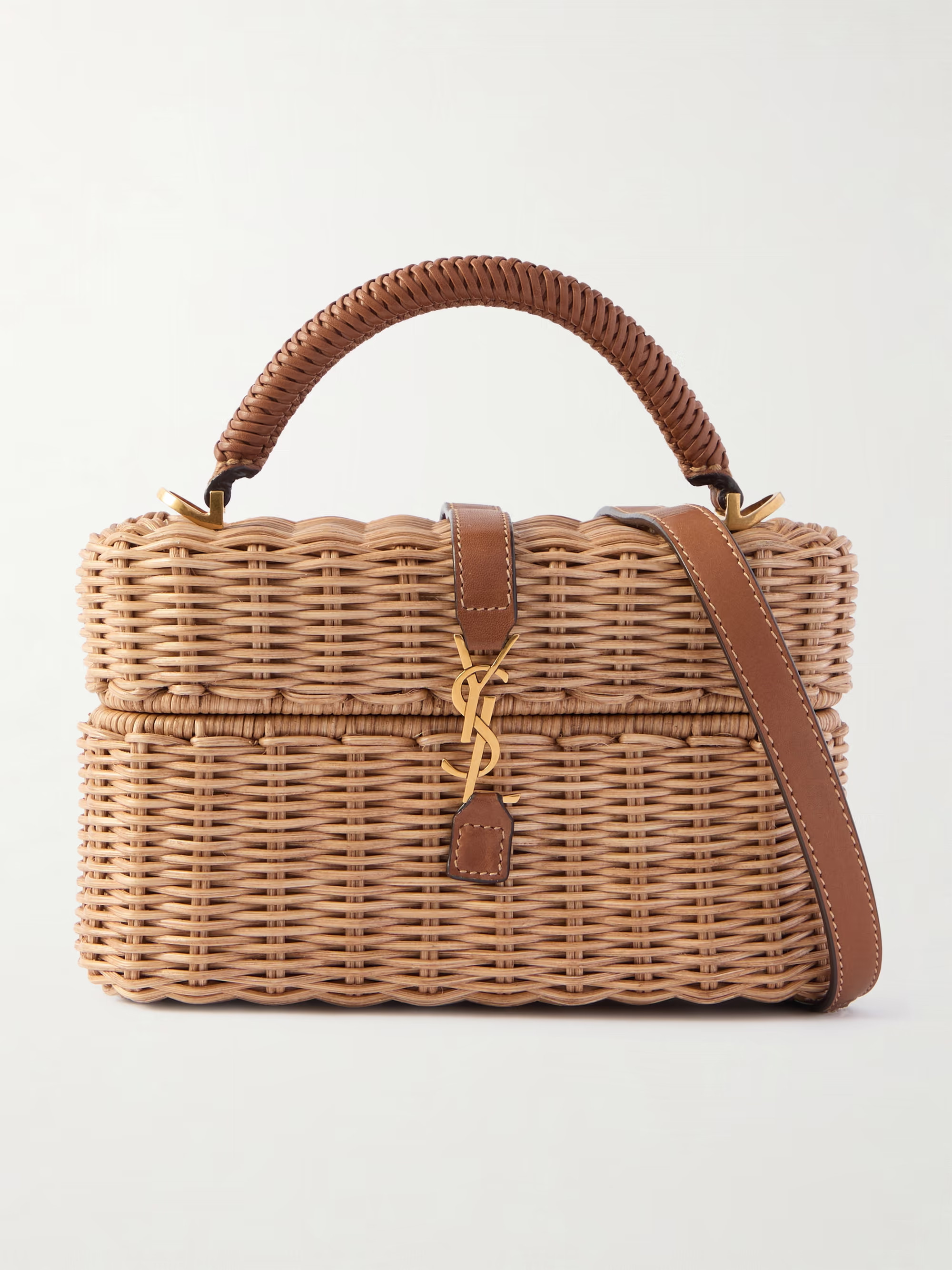 Gaby Vanity leather-trimmed woven wicker shoulder bag | NET-A-PORTER (US)