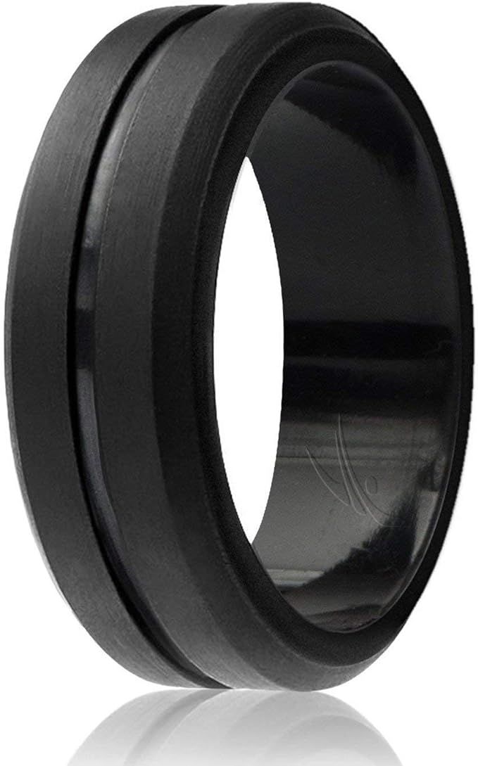 ROQ Silicone Rubber Wedding Ring for Men, Comfort Fit, Men's Wedding Band, Breathable Rubber Enga... | Amazon (US)