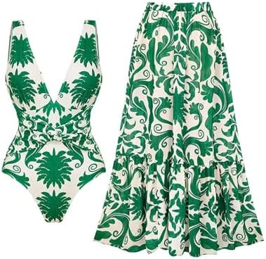 FLAXMAKER Women's Bathing Suit Printed Wrap Tummy Control One Piece V Neck Crisscross Swimsuit an... | Amazon (US)