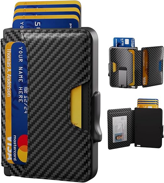 Wallet for Men, Mens Wallet Minimalist Slim Wallet, RFID Blocking Smart Pop Up Wallet with Money ... | Amazon (US)