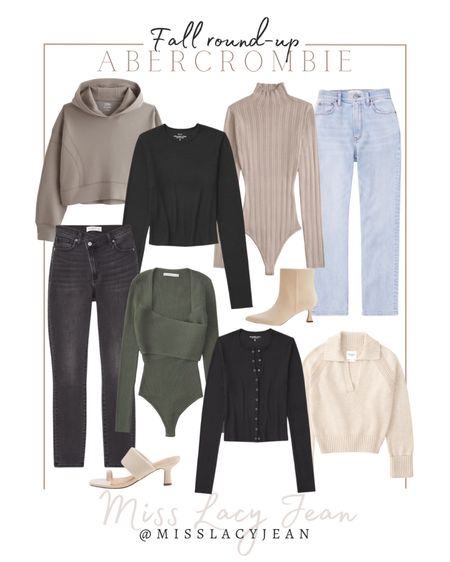 Fall round up from Abercrombie include jeans, black jeans, bodysuit, hoodie, long sleeve shirt, booties, heel slides, jacket.

Fall outfit, fall clothing, fall tops, fall bottoms, LTK sale

#LTKstyletip #LTKSale #LTKfindsunder100