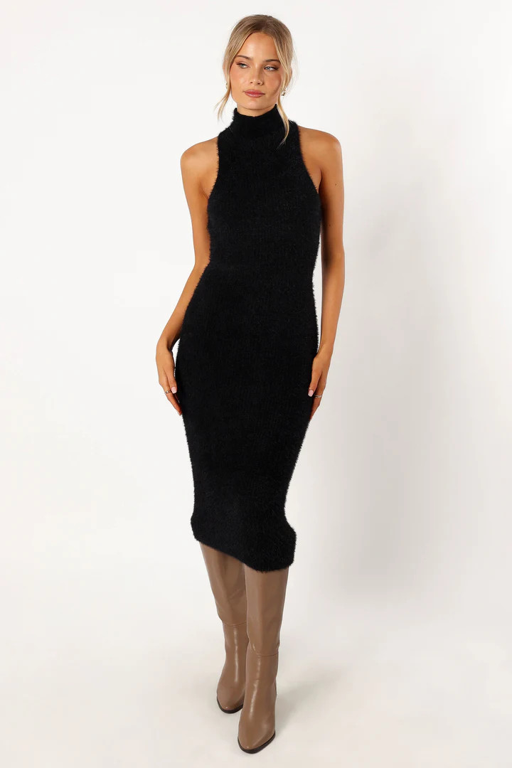 Sunni Turtleneck Midi Dress - Black | Petal & Pup (US)