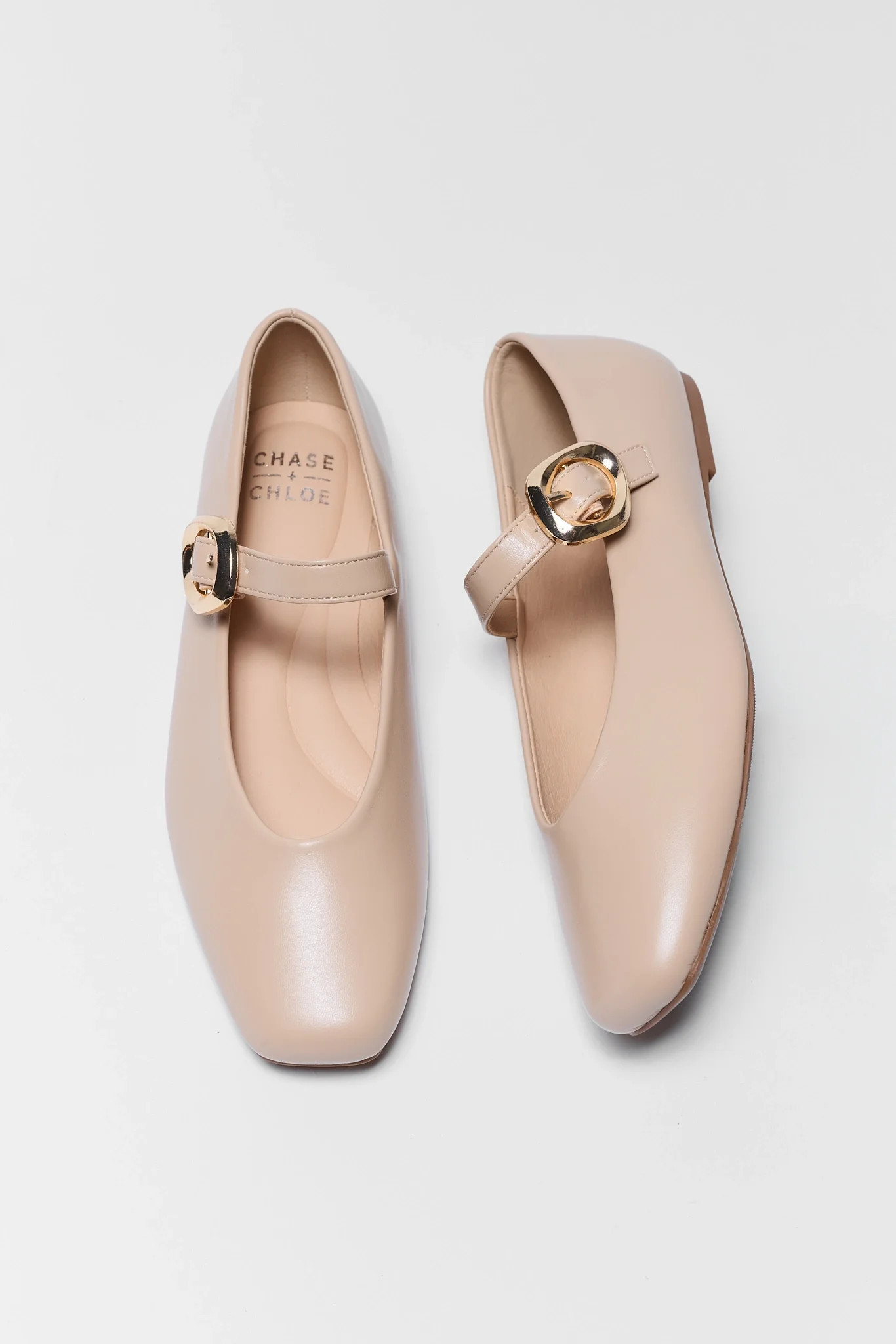 Nude Buckle Strap Ballet Flats | Avara