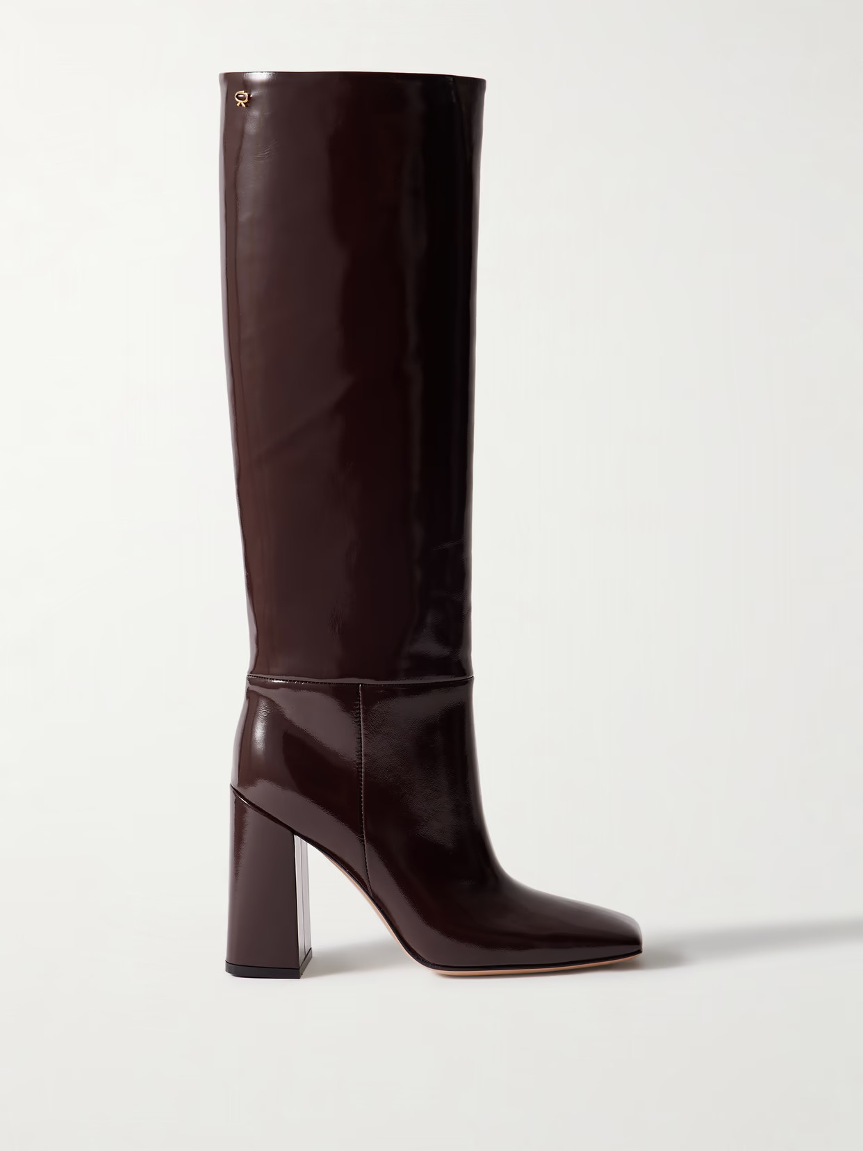 Gianvito Rossi - Vanta 95 Patent-leather Knee Boots - Burgundy | NET-A-PORTER (US)