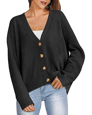 ANRABESS Women Cardigan Sweaters 2024 Fall Oversized Button Open Front Knit Lightweight Cardigans... | Amazon (US)