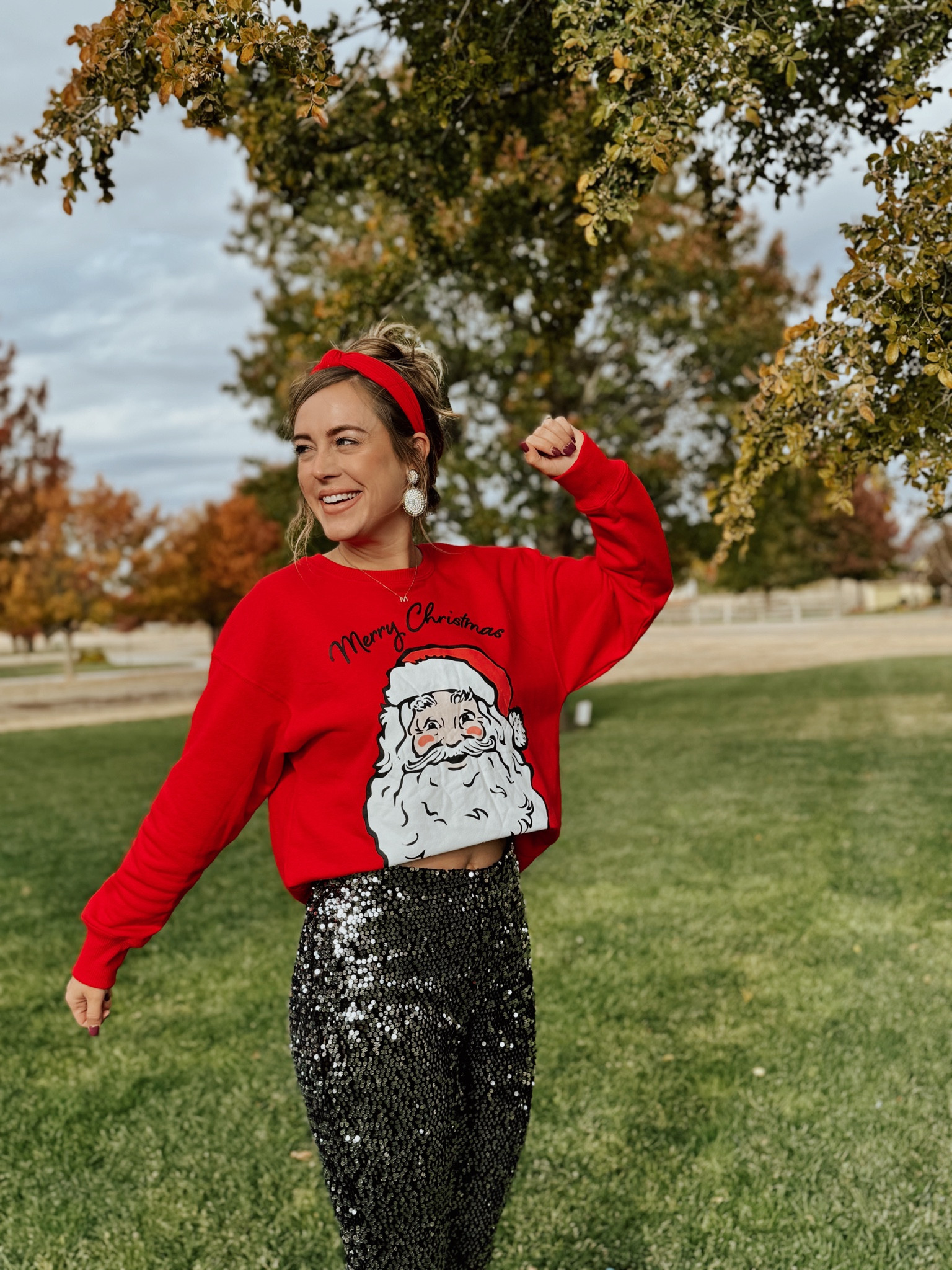 Walmart cute casual holiday look. Christmas sweater, Christmas sweatshirt, sparkly pants, holiday style 

#LTKHoliday #LTKParties #LTKSeasonal