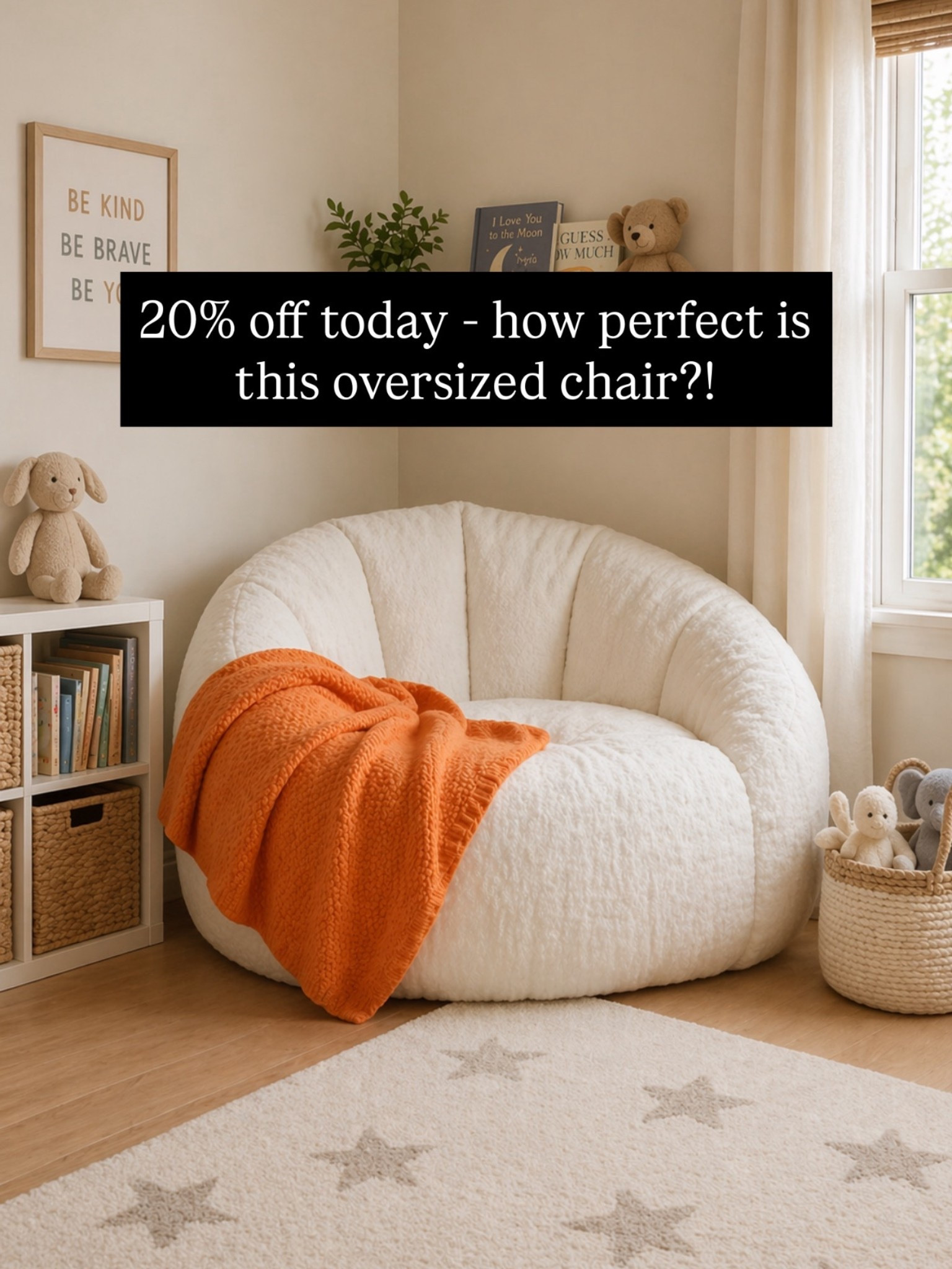 Love this oversized chair - 20% off today! 

#LTKHome #LTKKids