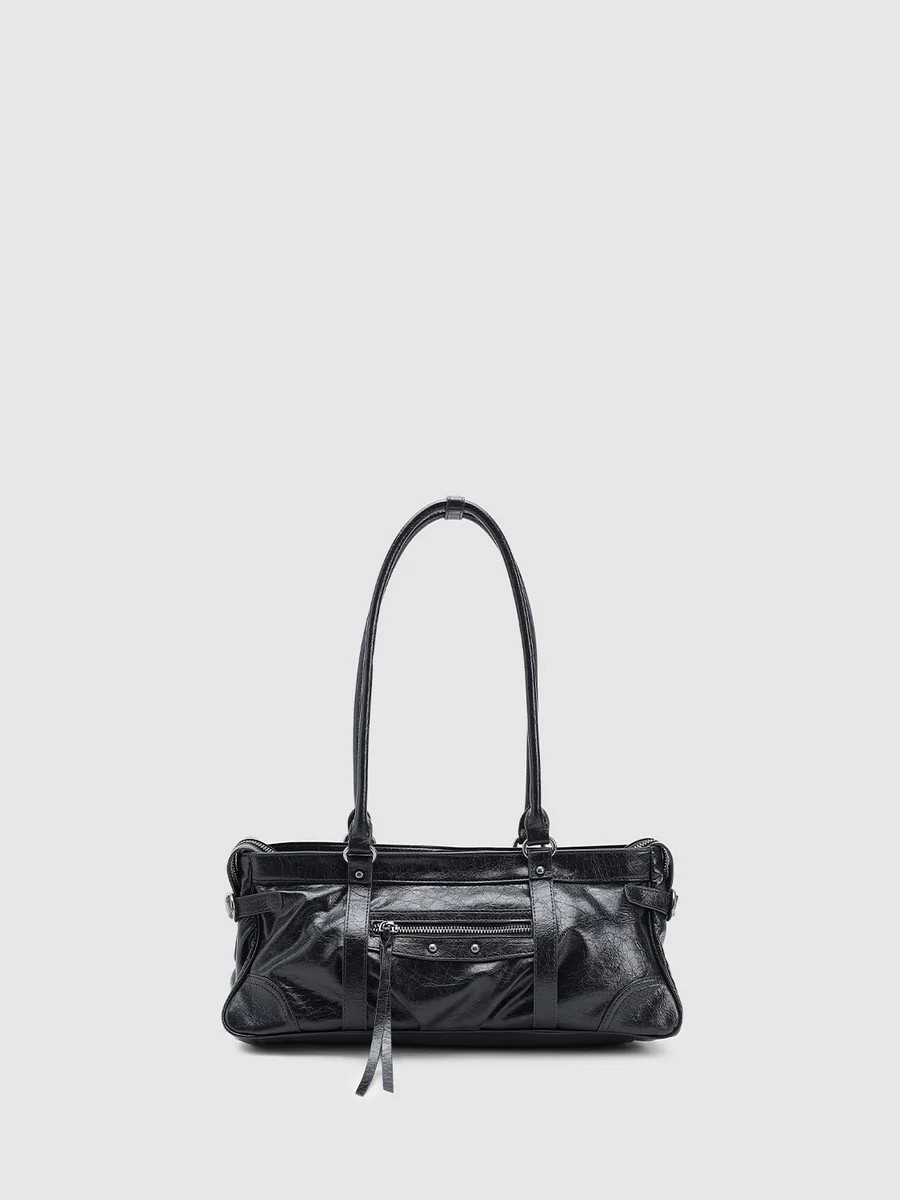 Faux Leather Belt Detail Shoulder Bowling Bags | Urban Revivo