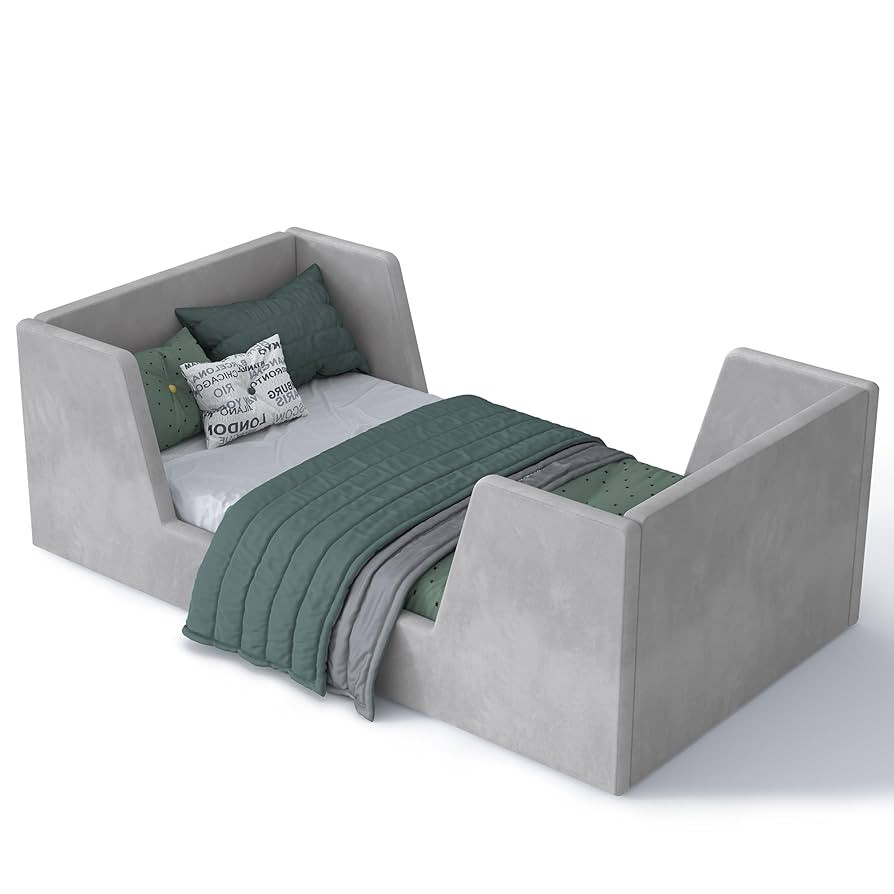 Toddler Bed, Toddler Floor Bed Frame with Guard Rails, Kids Bed for Ages 2-6 Years, Certified Fab... | Amazon (US)