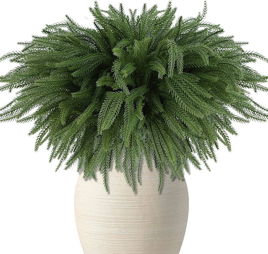 DR.DUDU 18" Norfolk Pine Stems -16 Pack Real Touch Artificial Christmas Greenery Stems for Vase F... | Amazon (US)