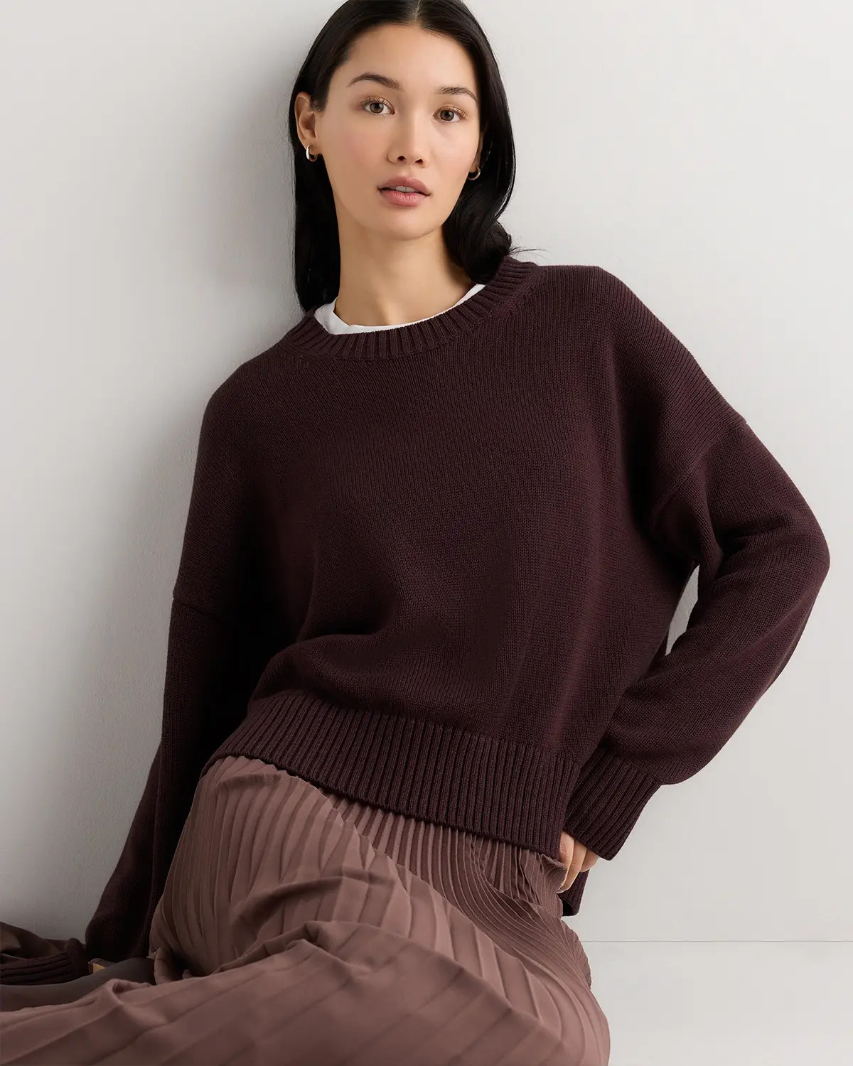 100% Organic Cotton Boyfriend Crew Sweater | Quince