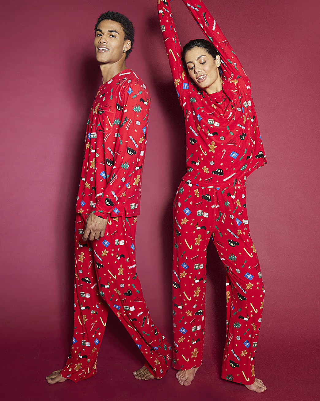 Adults Unisex Red Family Christmas Pyjamas | River Island UK & IE