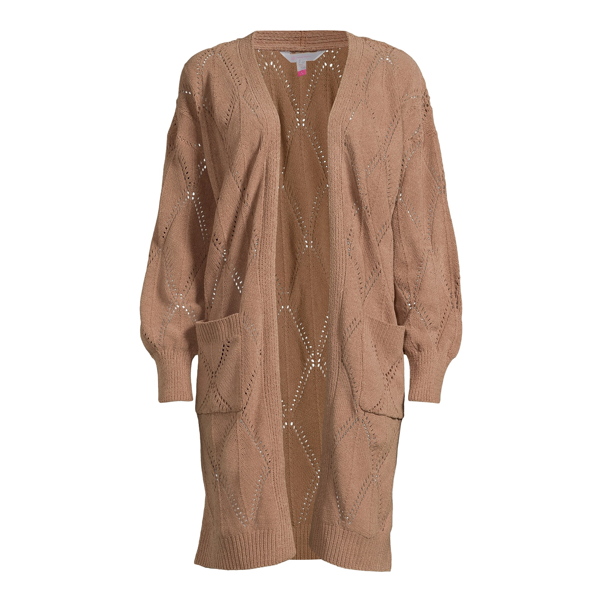 No Boundaries Juniors’ Pointelle Duster Cardigan Sweater, Midweight, Sizes XS-XXXL | Walmart (US)