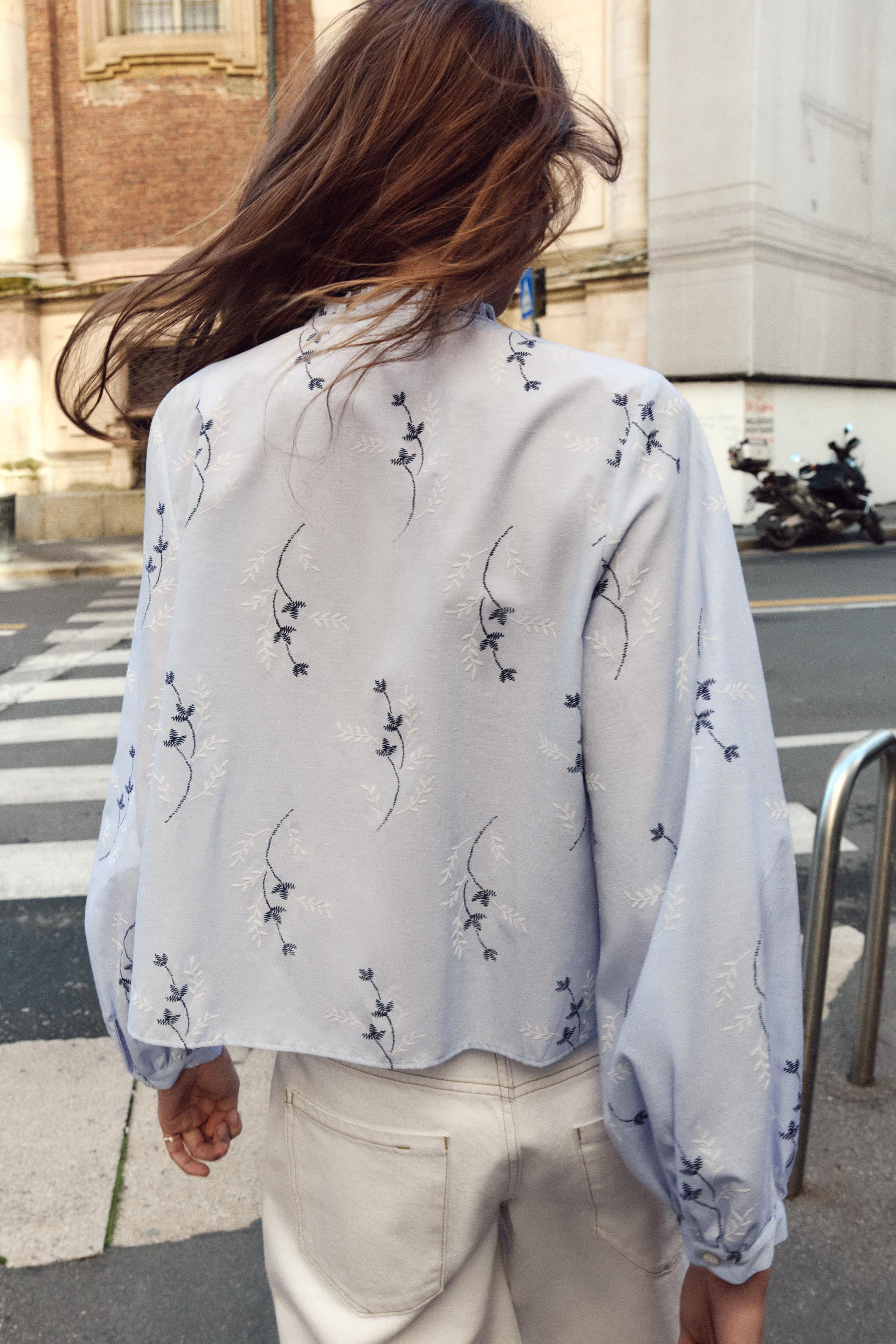 EMBROIDERED PRINT BLOUSE | Zara US