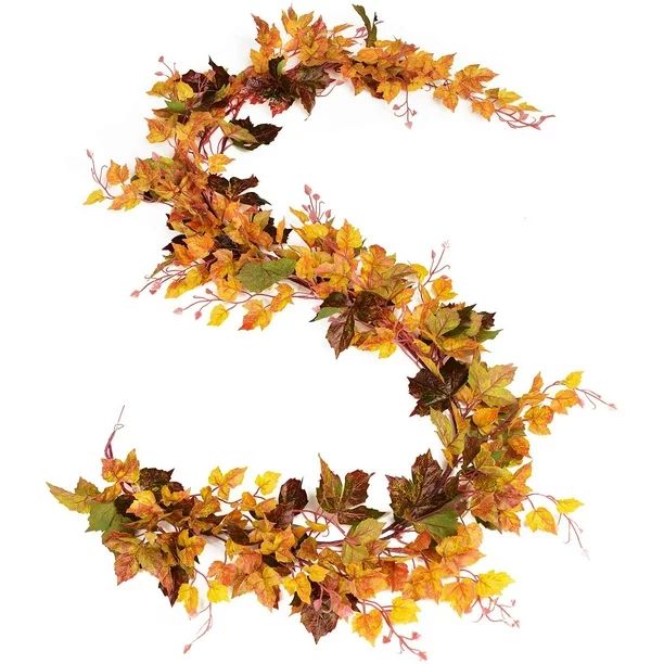 Coolmade 2 Pack Fall Maple Leaf Garland - 6.5ft/Piece Artificial Fall Foliage Garland Thanksgivin... | Walmart (US)