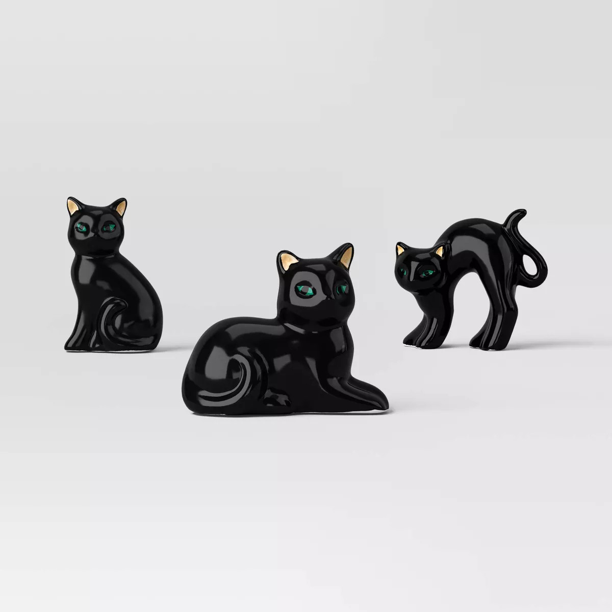 3pc Ceramic Mantle Cat Figural Decorative Accent Sets Black - Hyde and EEK! Boutique™ | Target