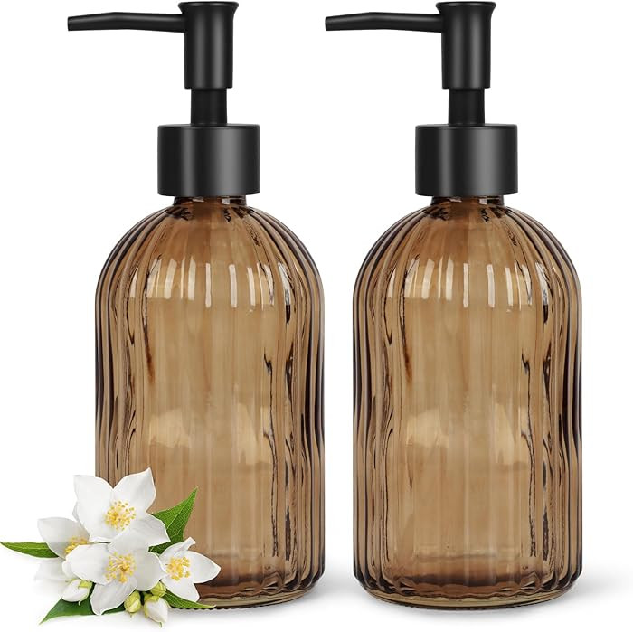 Topsky 2 Pack Glass Soap Dispenser with Black Plastic Pump, 400ml Liquid Hand Soap Dispenser, Rus... | Amazon (CA)