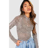 Sequin High Neck Long Sleeved Top | Debenhams UK