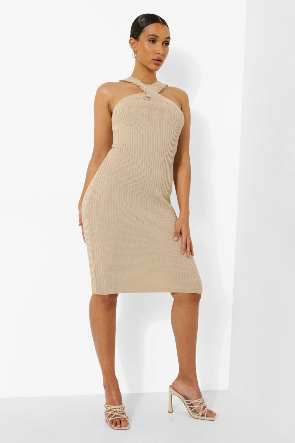 Halterneck Knitted Midi Dress | Boohoo.com (US & CA)