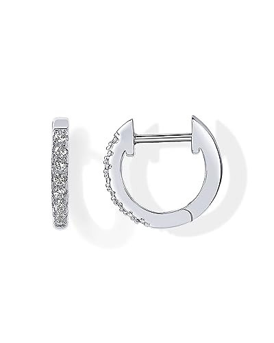 PAVOI 14K White Gold Plated Post Cubic Zirconia Cuff Earring Huggie Stud | Amazon (US)