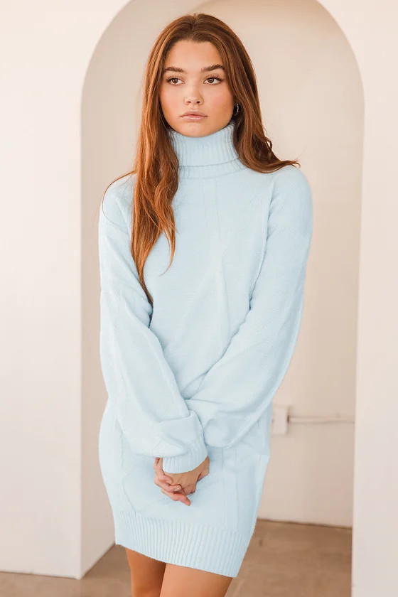 Love the Way Light Blue Turtleneck Sweater Dress | Lulus (US)