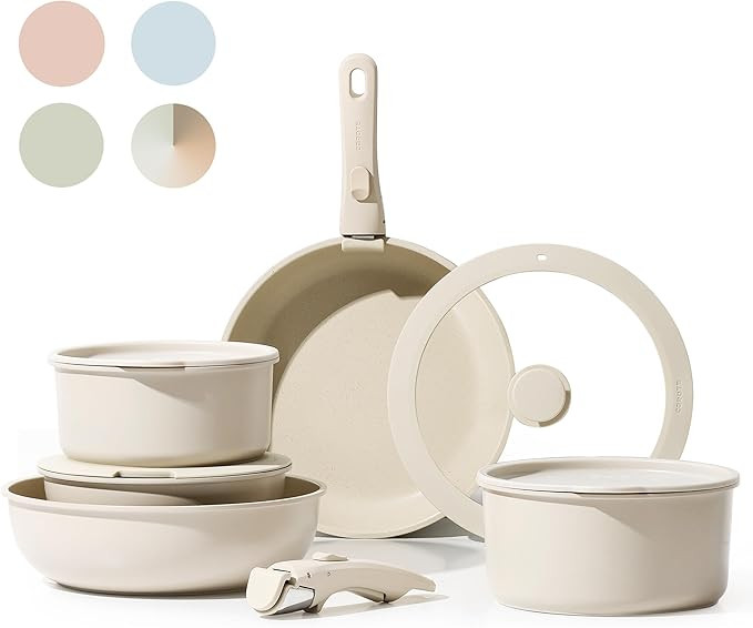 CAROTE 11pcs Pots and Pans Set, Nonstick Cookware Set Detachable Handle, Induction Kitchen Cookwa... | Amazon (US)