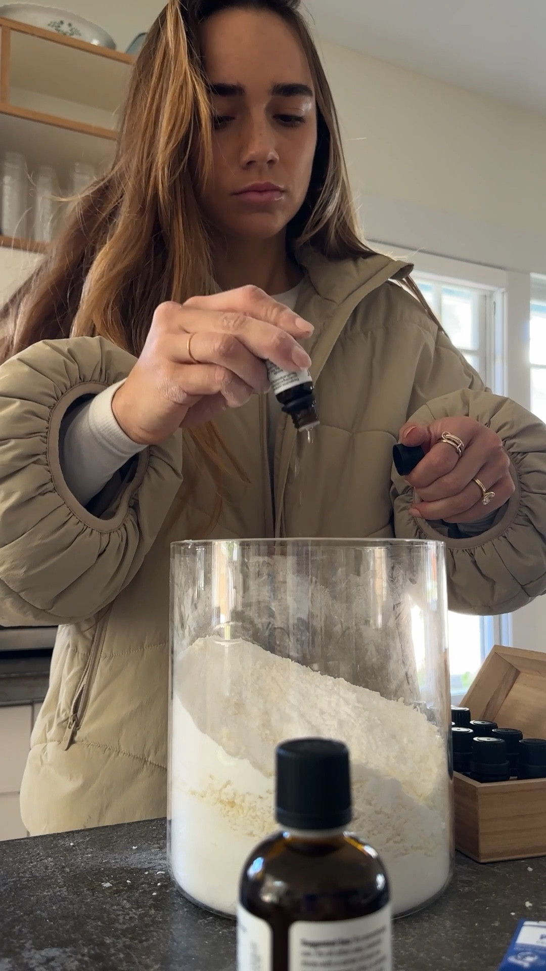 non toxic laundry detergent ingredients 

-3 cups borax 
- 3 cups baking soda 
- 2 bars of soap (grated finely) 
- essential oils 