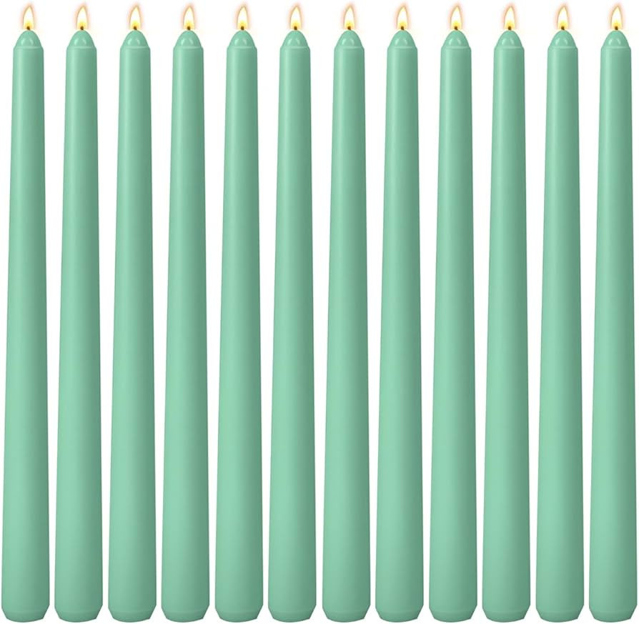 12-Pack Emerald Green Taper Candles, 10 Inch Unscented Dripless Candlesticks, Long-Lasting Burn T... | Amazon (US)