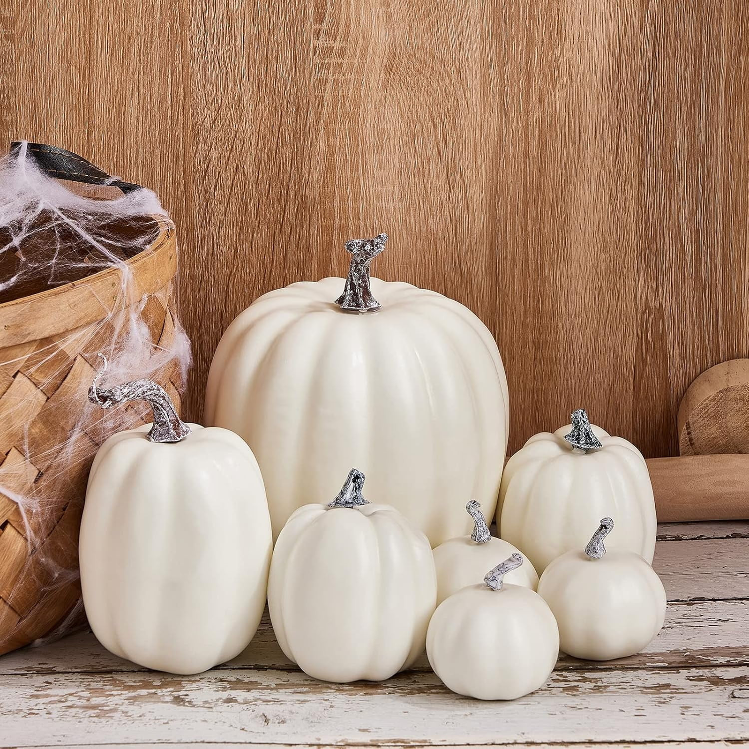 7PCS Thanksgiving White Pumpkin Decorations Various Sizes Pumpkin Decorations Artificial Pumpkins... | Walmart (US)