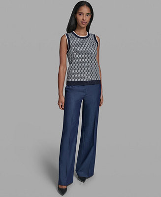 KARL LAGERFELD PARIS Women's Crew Neck Sleeveless Printed Sweater - Macy's | Macy's