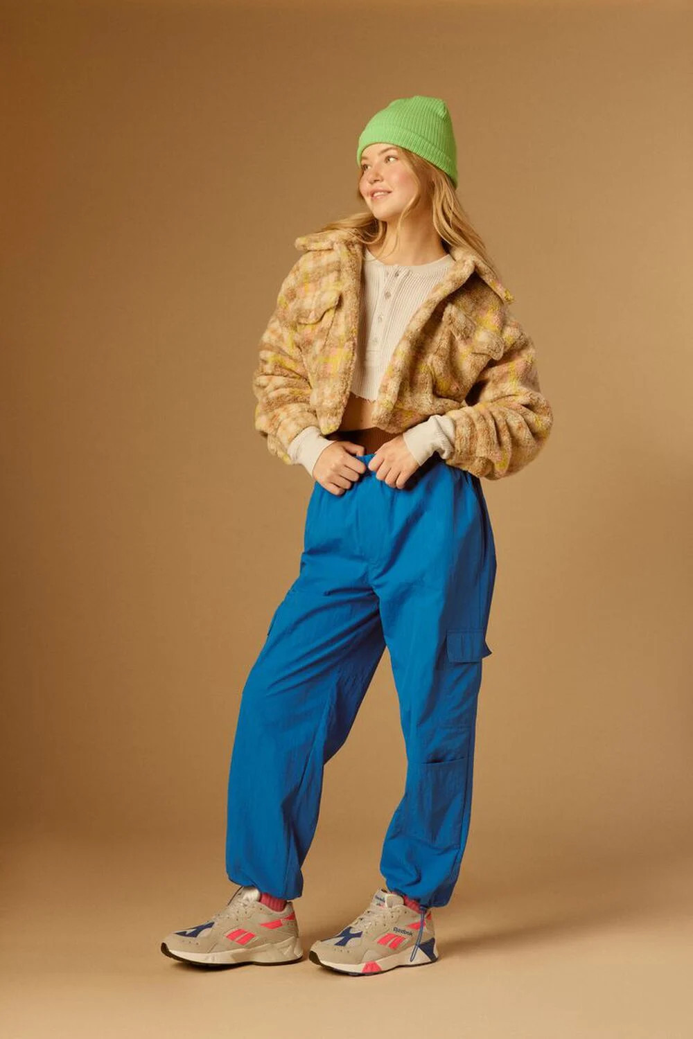 Faux Shearling Plaid Cropped Jacket | Forever 21 (US)