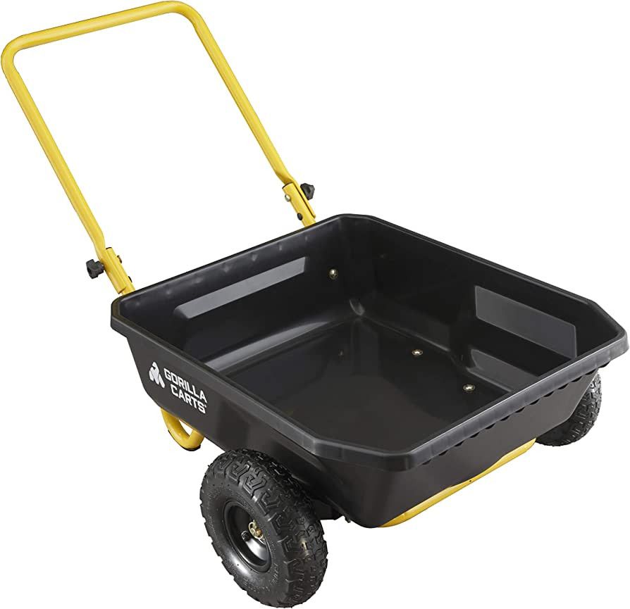 Gorilla Carts GCR-4 4 Cu. Ft, 300-pound Capacity, Poly Yard Cart, Black/Yellow | Amazon (US)