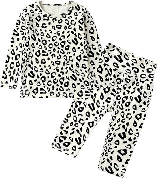 MYGBCPJS Little Girl 2Pcs Summer Top +Shorts Kids Leopard Short Sleeve Outfit Set | Amazon (US)