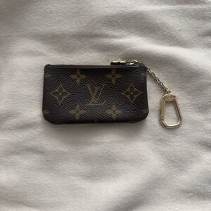 Louis Vuitton Brown Monogram Key Pouch with Gold Accents | Poshmark