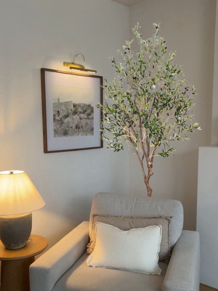 Just bought this 8’ olive tree from Etsy! The reviews are really good they also have a 7’ option. I think it will transform this space and add so much to this empty corner! Doesn’t come with a pot I need to buy one when it arrives once I know the size fyi! Also linked similar xx