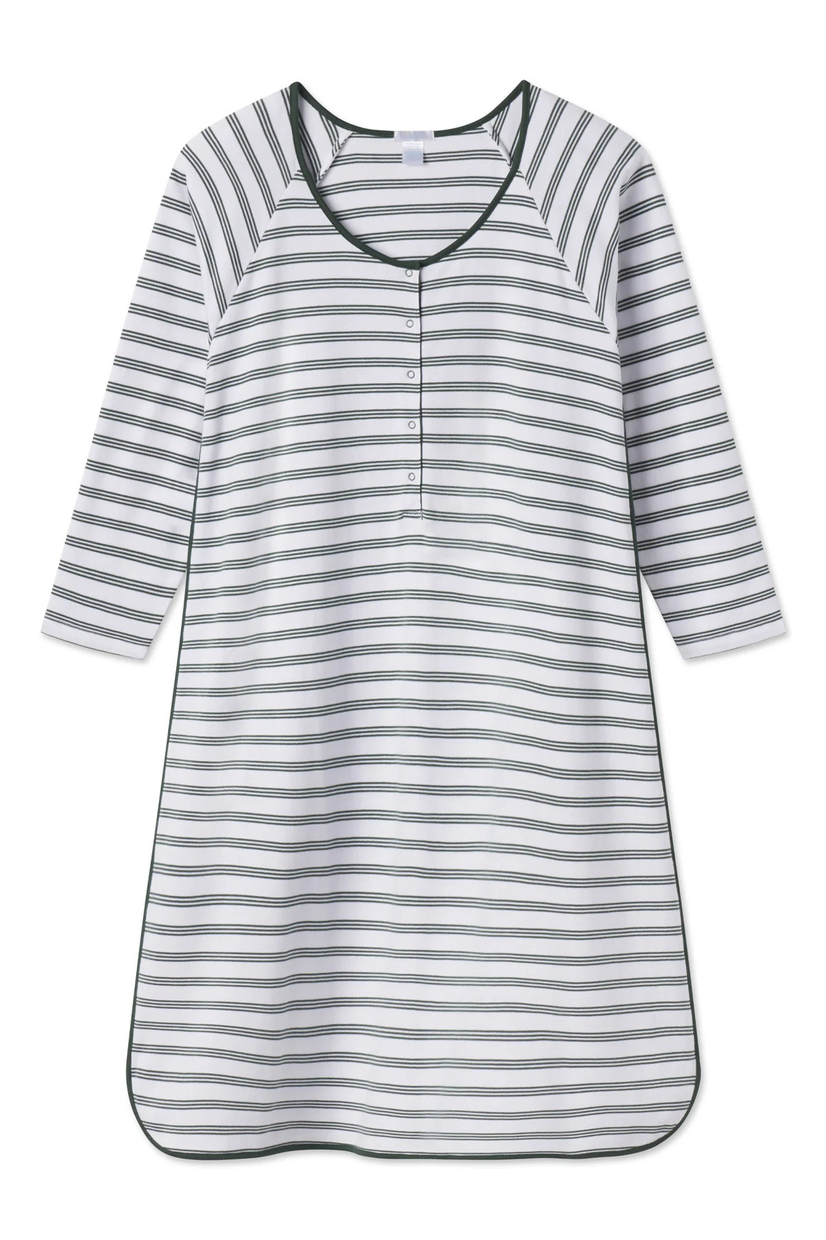 Pima Maternity Long Sleeve Nightgown in Conifer Stripe | Lake Pajamas